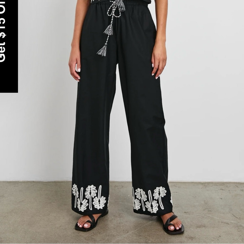 Rails Palms Black Embroidered Women's Pants Sz XS NWT